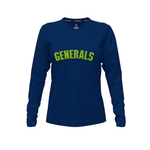 [CUS-DFW-TEES-CMF-VNK-LSL-NVY-FYXS-LOGO2] Comfort T-Shirt (Female Youth XS, Navy, V Neck, Logo 2, Long Sleeve)