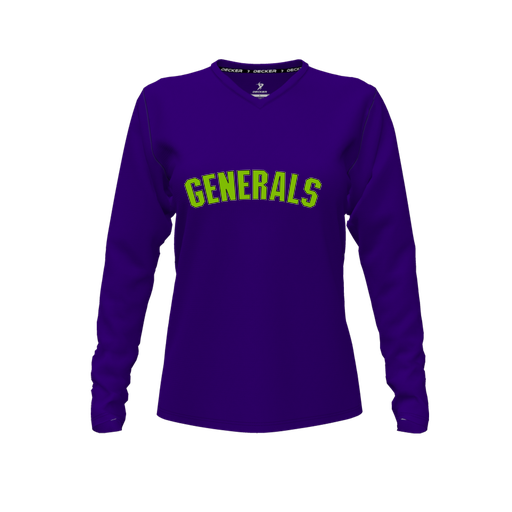 [CUS-DFW-TEES-CMF-VNK-LSL-PUR-FYXS-LOGO2] Decker Comfort T-Shirt (Female Youth XS, Purple, V Neck, Logo 2, Long Sleeve)