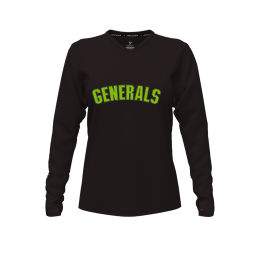 [CUS-DFW-TEES-PER-VNK-LSL-BLK-FYXS-LOGO2] Decker Performance T-Shirt (Female Youth XS, Black, V Neck, Logo 2, Long Sleeve)