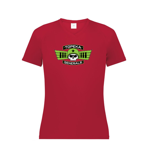 [2792.083.XS-LOGO1] Ladies Smooth Sport V-Neck T-Shirt (Female Adult XS, Red, Logo 1)