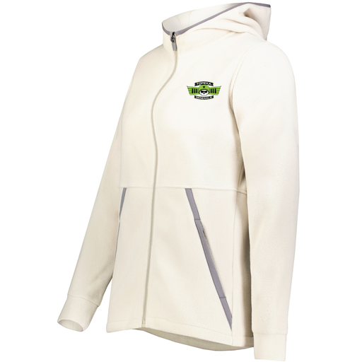 [6860.53T.XS-LOGO1] Ladies Chill Full Zip Fleece (Female Adult XS, White, Logo 1)